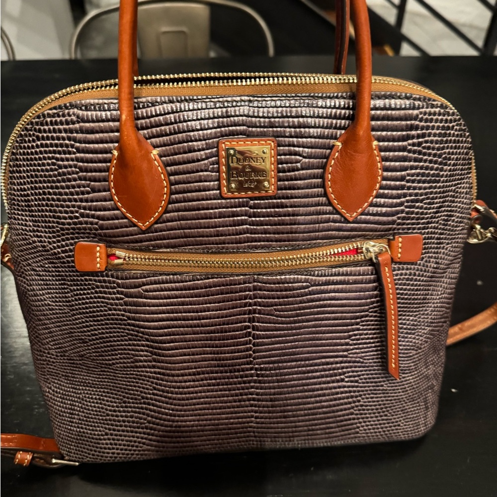 Dooney & Bourke Textured Satchel in Brown and Tan